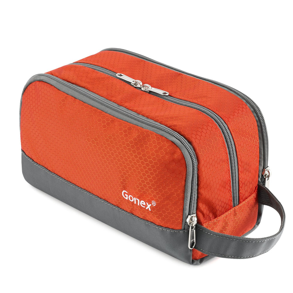 Gonex travel toiletry bag in nylon showing water resistance and durability.
