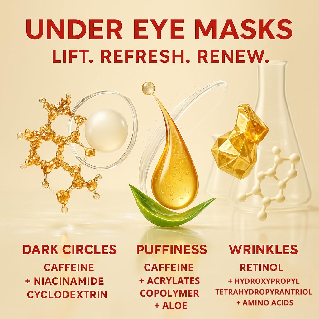 GONIM retinol-peptide eye patch on delicate skin supports firming potential
