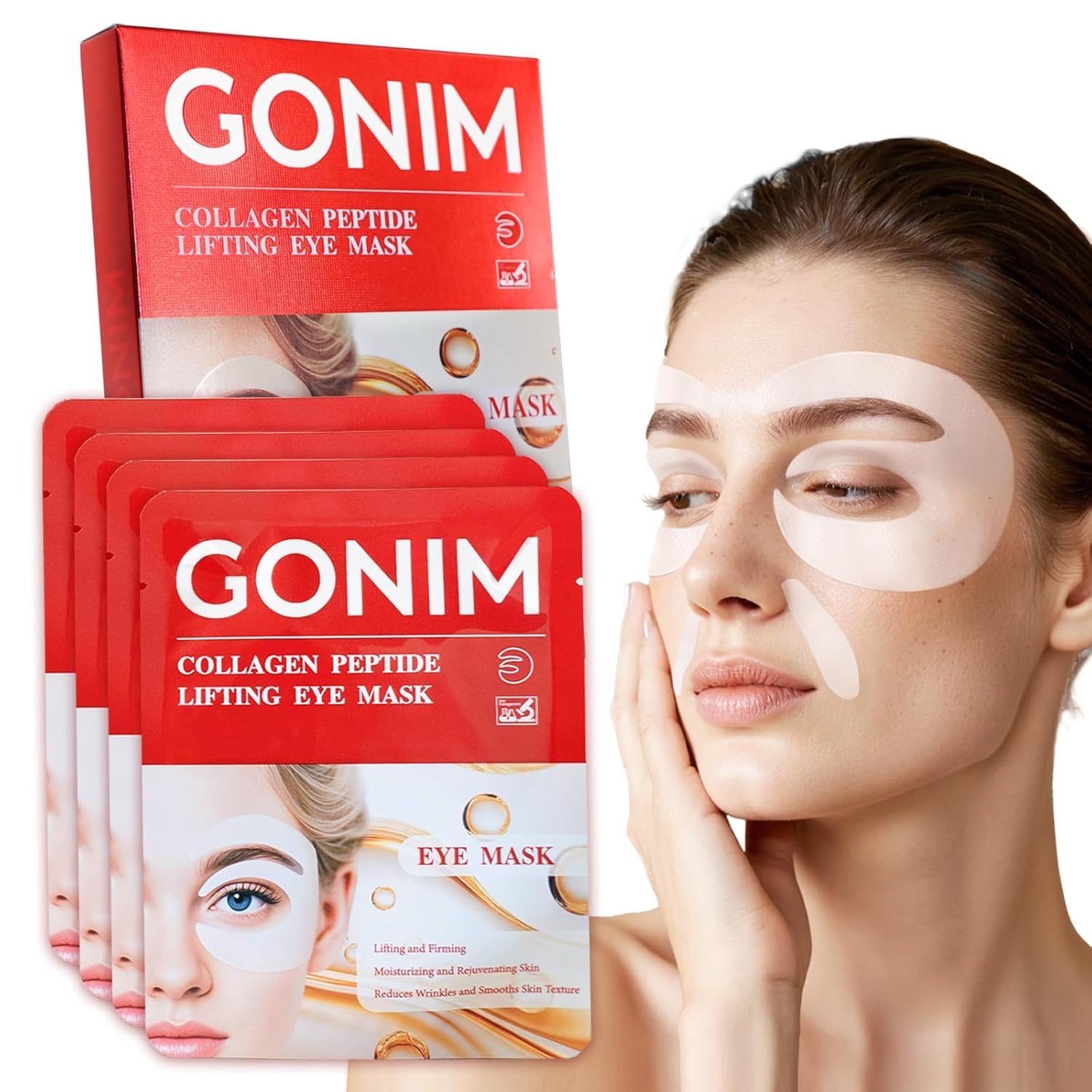 GONIM under-eye patches 360-fit close-up for a snug contour and puffiness reduction