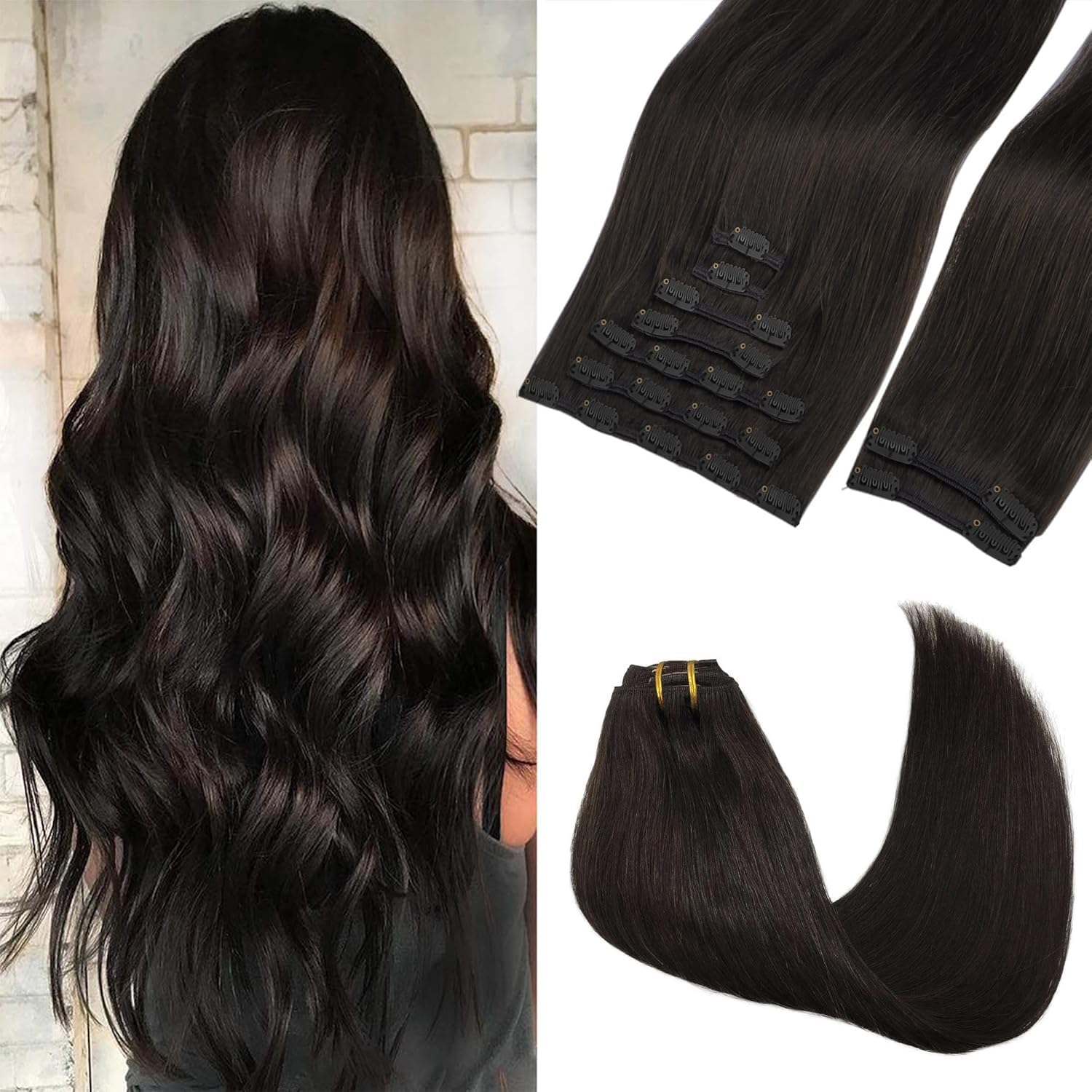 GOO GOO clip-in hair extensions in 20-inch length for natural volume