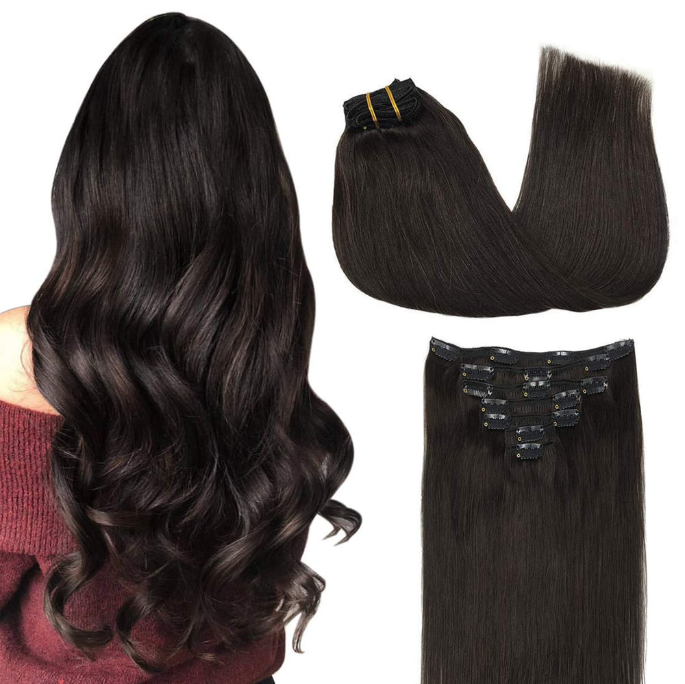 GOO GOO real human hair clip-ins for a seamless blend and natural look.