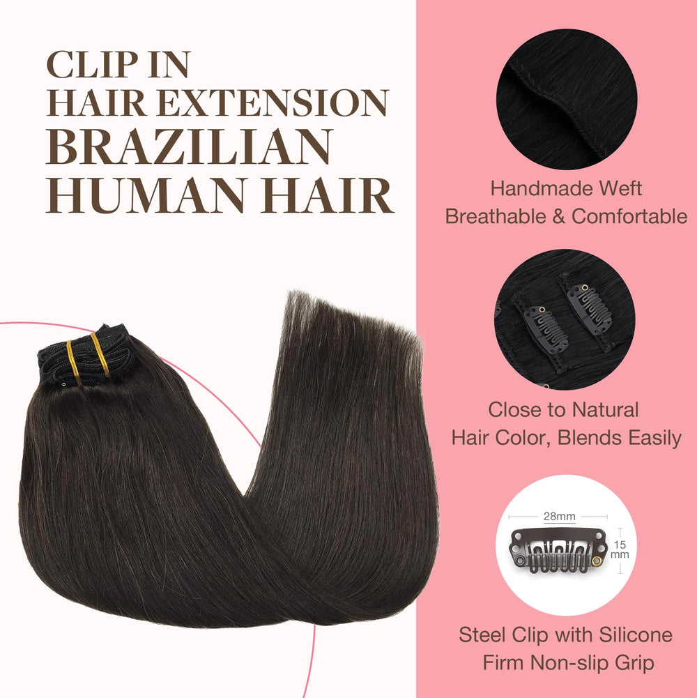 GOO GOO clip-in wefts with invisible clips for comfortable wear.