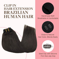 GOO GOO clip-in wefts with invisible clips for comfortable wear.