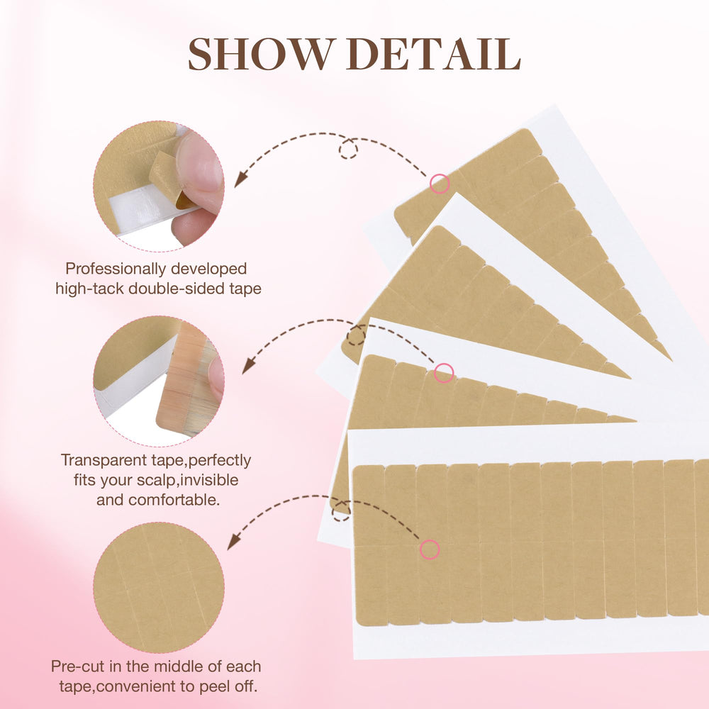 GOO GOO hair extension tape pre-cut easy-peel for quick applications.