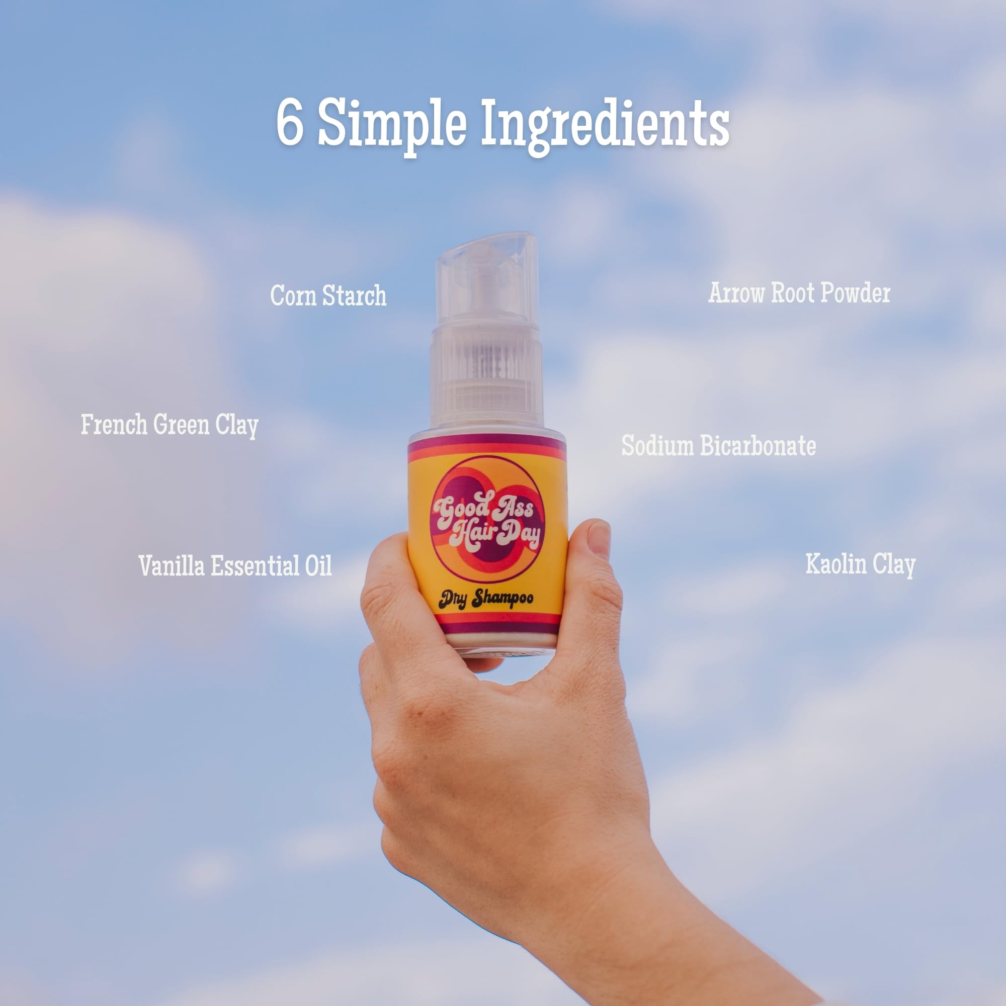 Good Ass Hair Day dry shampoo powder non-aerosol pack for eco-friendly on-the-go touch ups.