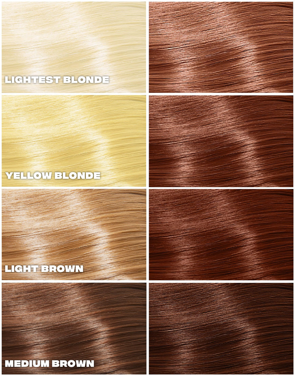 Good Dye Young auburn swatches on hair demonstrate rich long lasting color