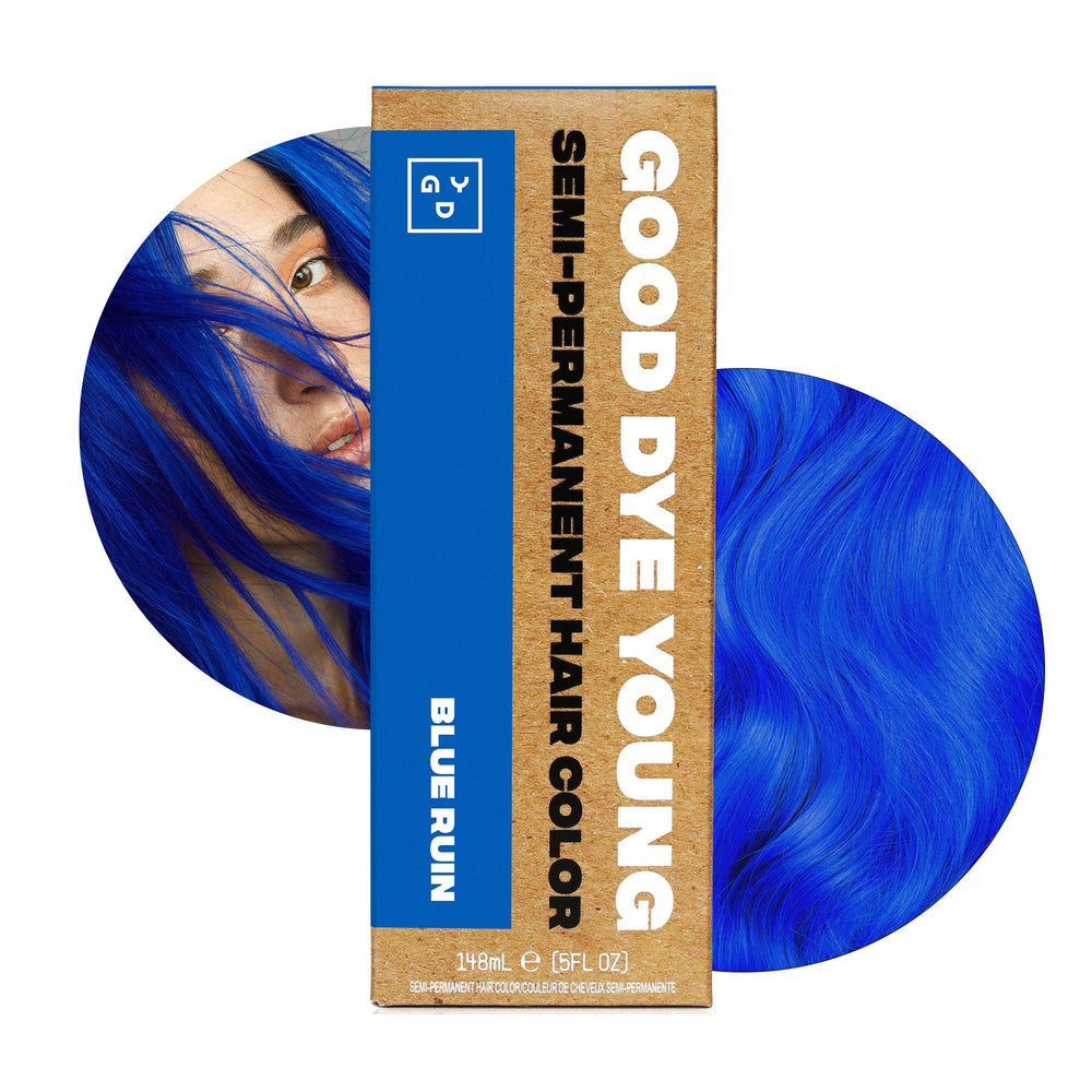 Good Dye Young Blue Ruin bottle and pour ready for vibrant color application.