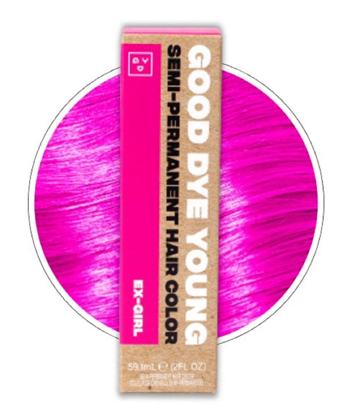 Good Dye Young ex-girl pink swatch reveals vibrant semi-permanent color.