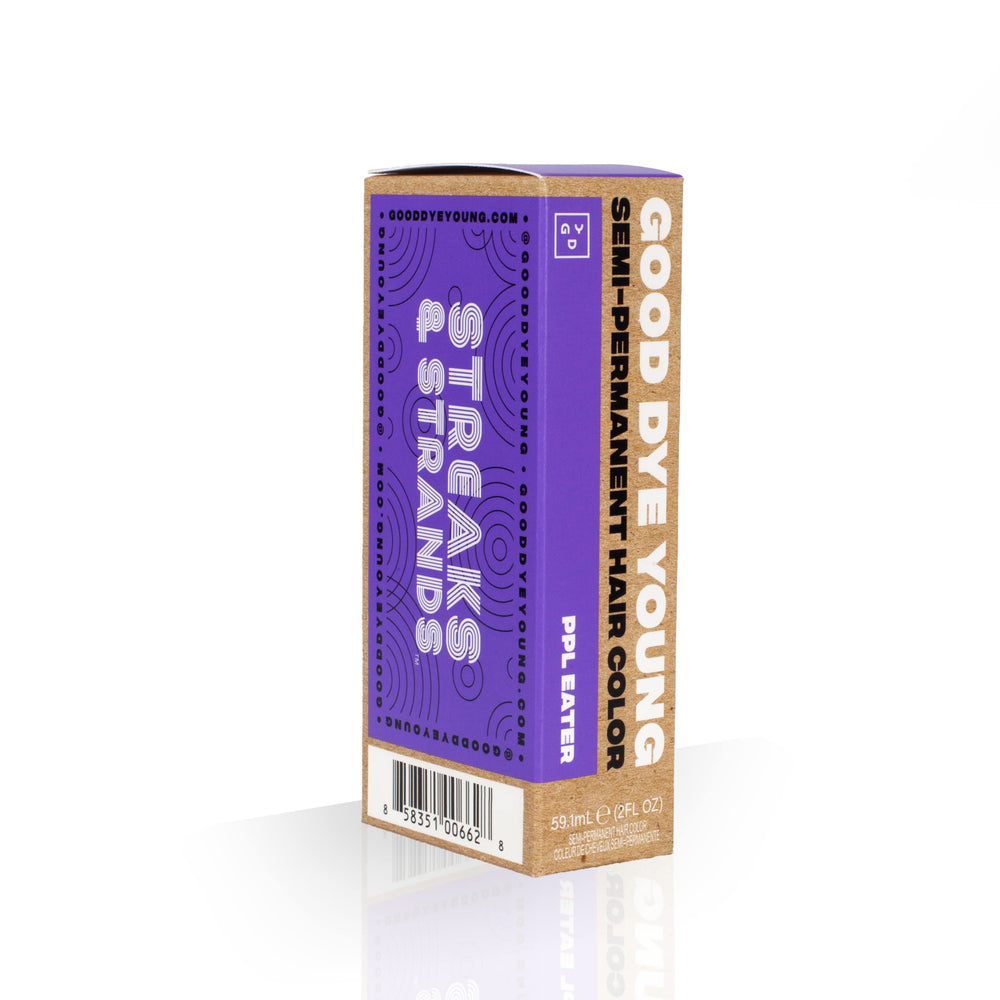 Made in the USA packaging beside semi-permanent purple dye