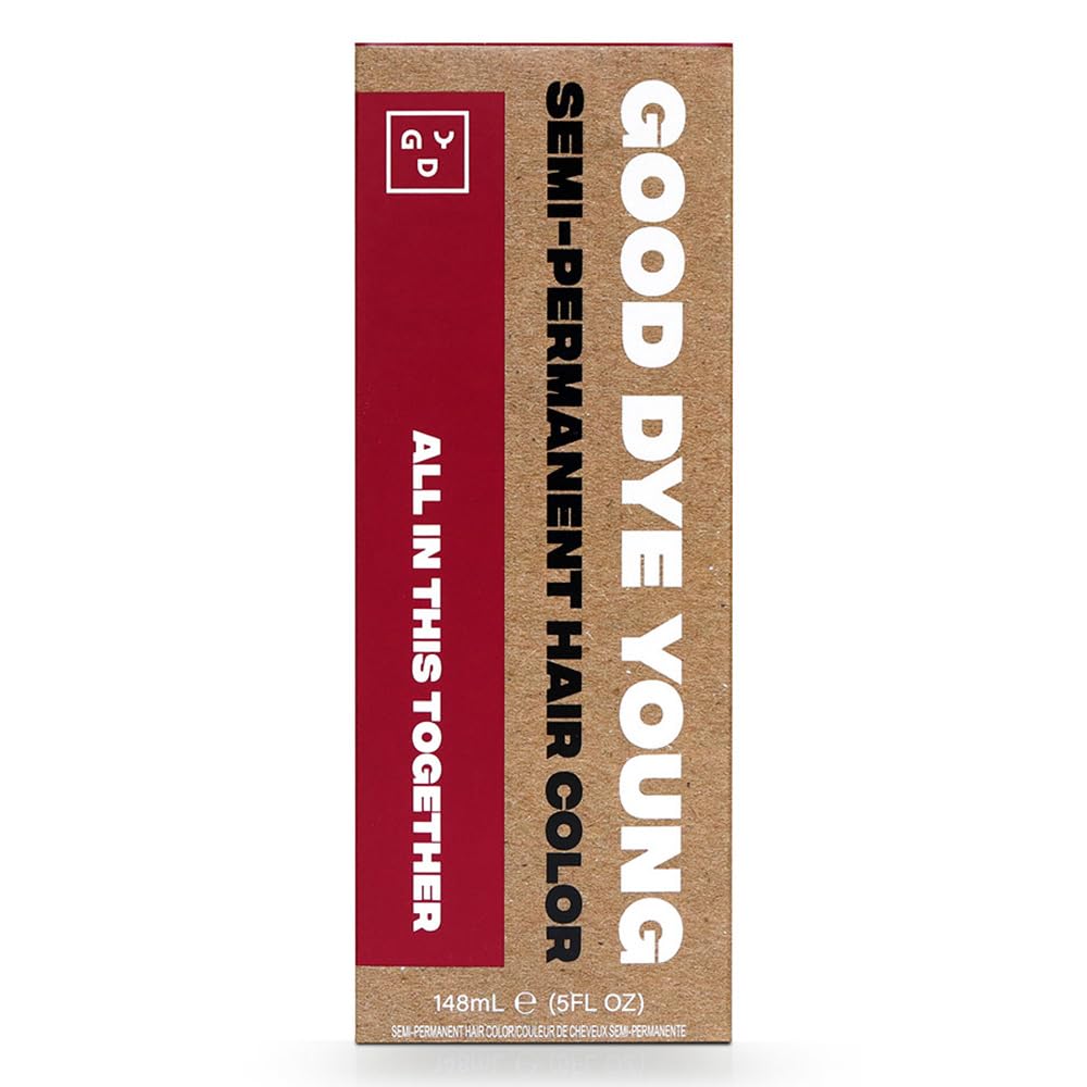 Good Dye Young red semi-permanent color bottle for vibrant shade lasting up to 24 washes.