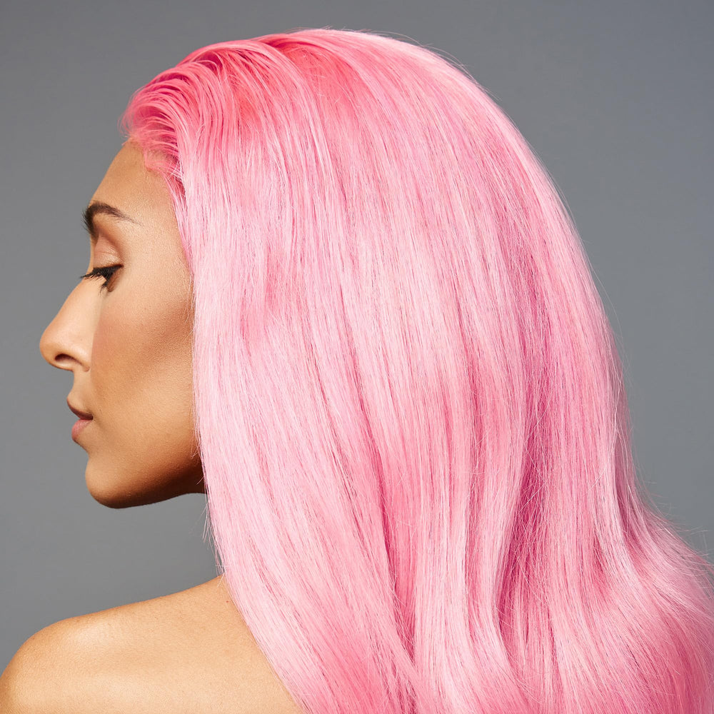 Good Dye Young semi permanent pink color swatch demonstrates long lasting tint