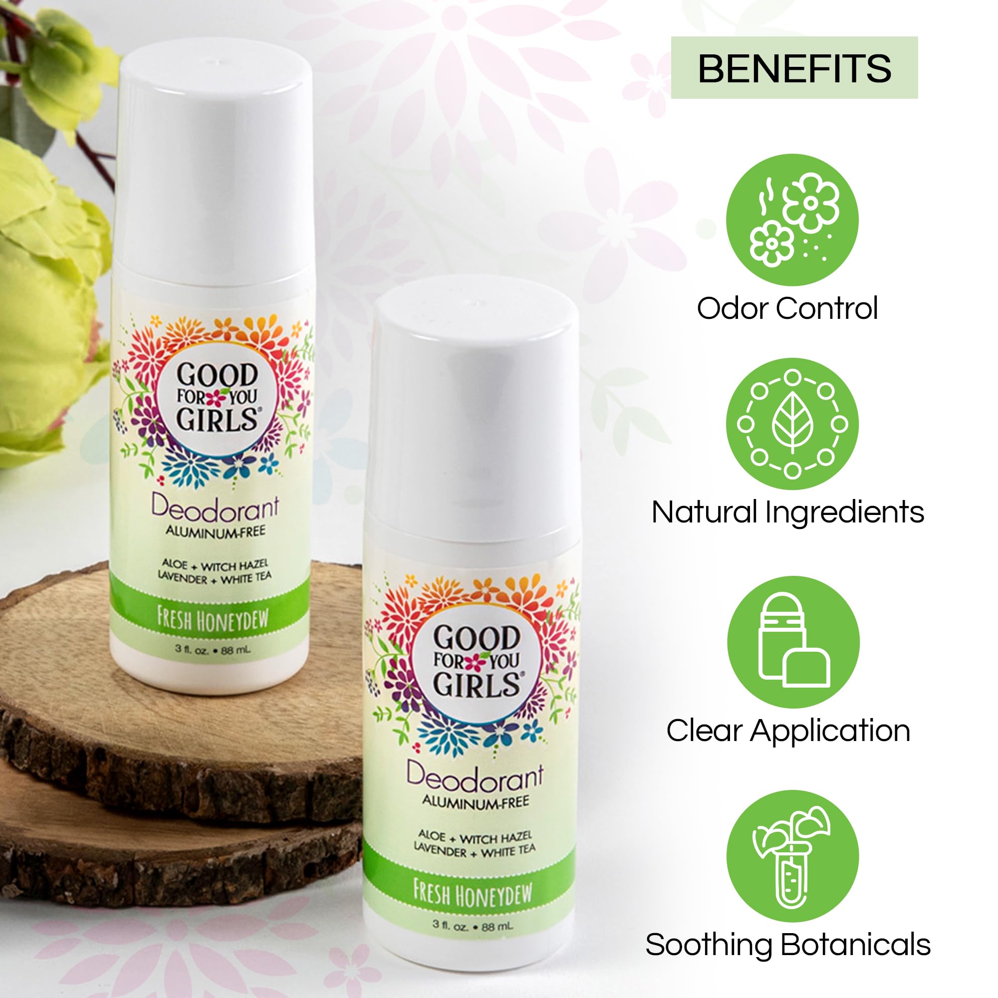 Envase roll-on transparente de Good For You Girls para aplicación fácil