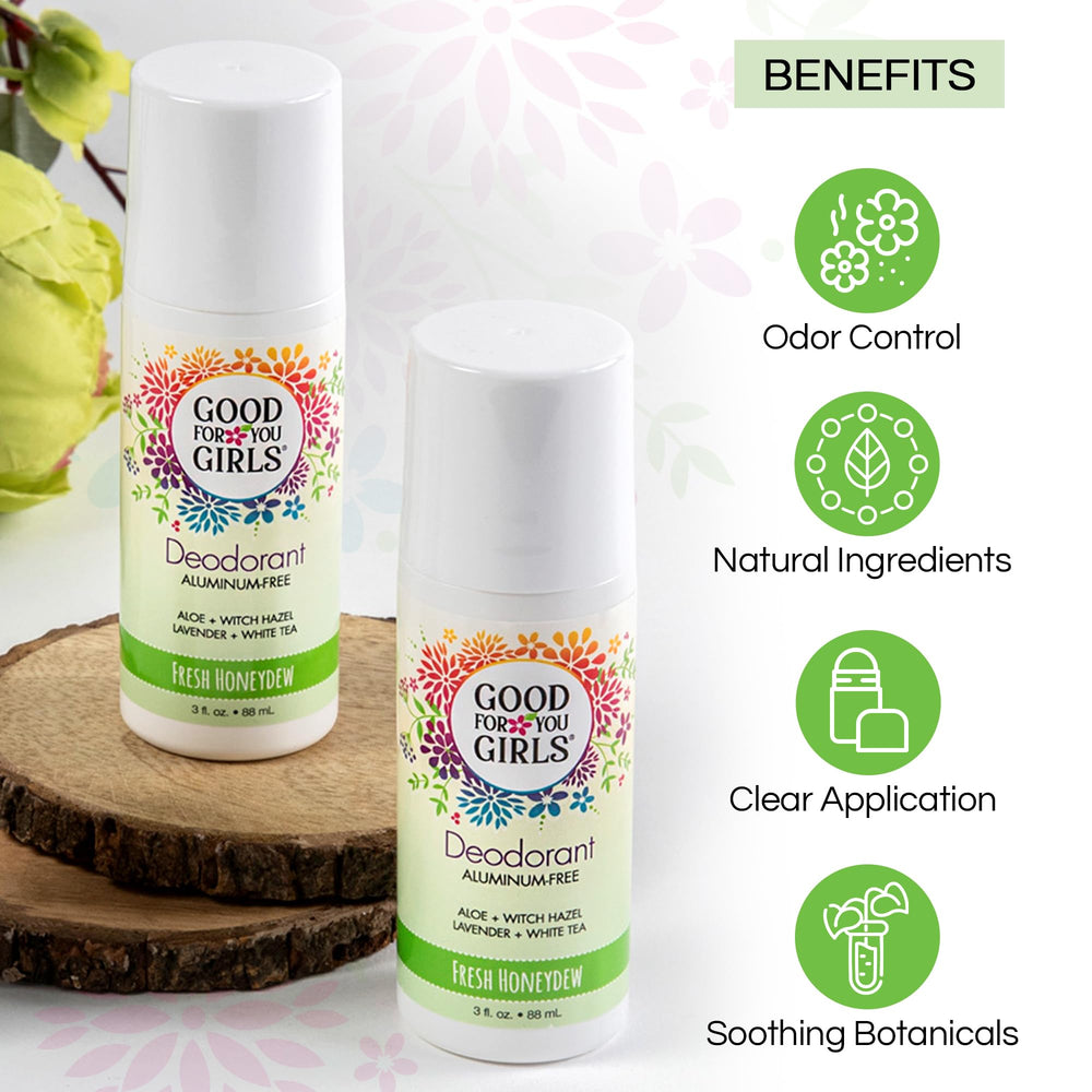 Envase roll-on transparente de Good For You Girls para aplicación fácil