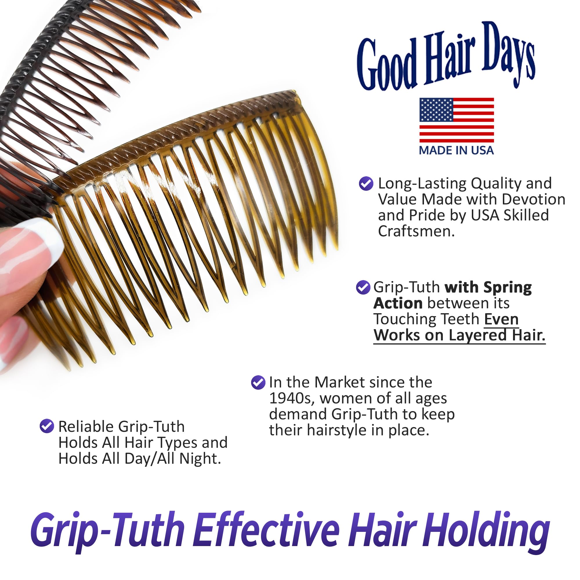 USA-made durable Grip-Tuth plastic delivers reliable, memory-based grip.