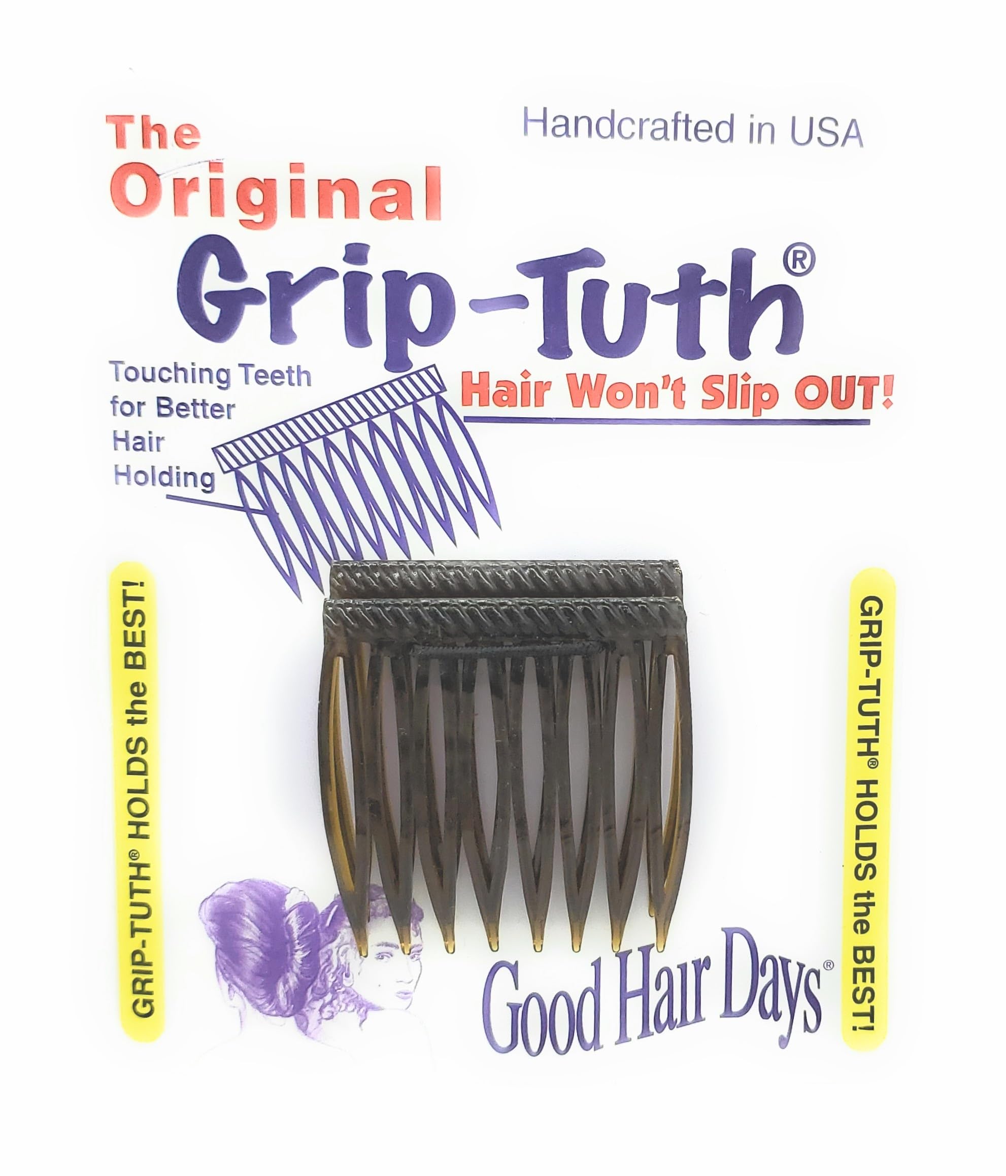 Grip-Tuth teeth close-up showing gentle grip on hair by Good Hair Days
