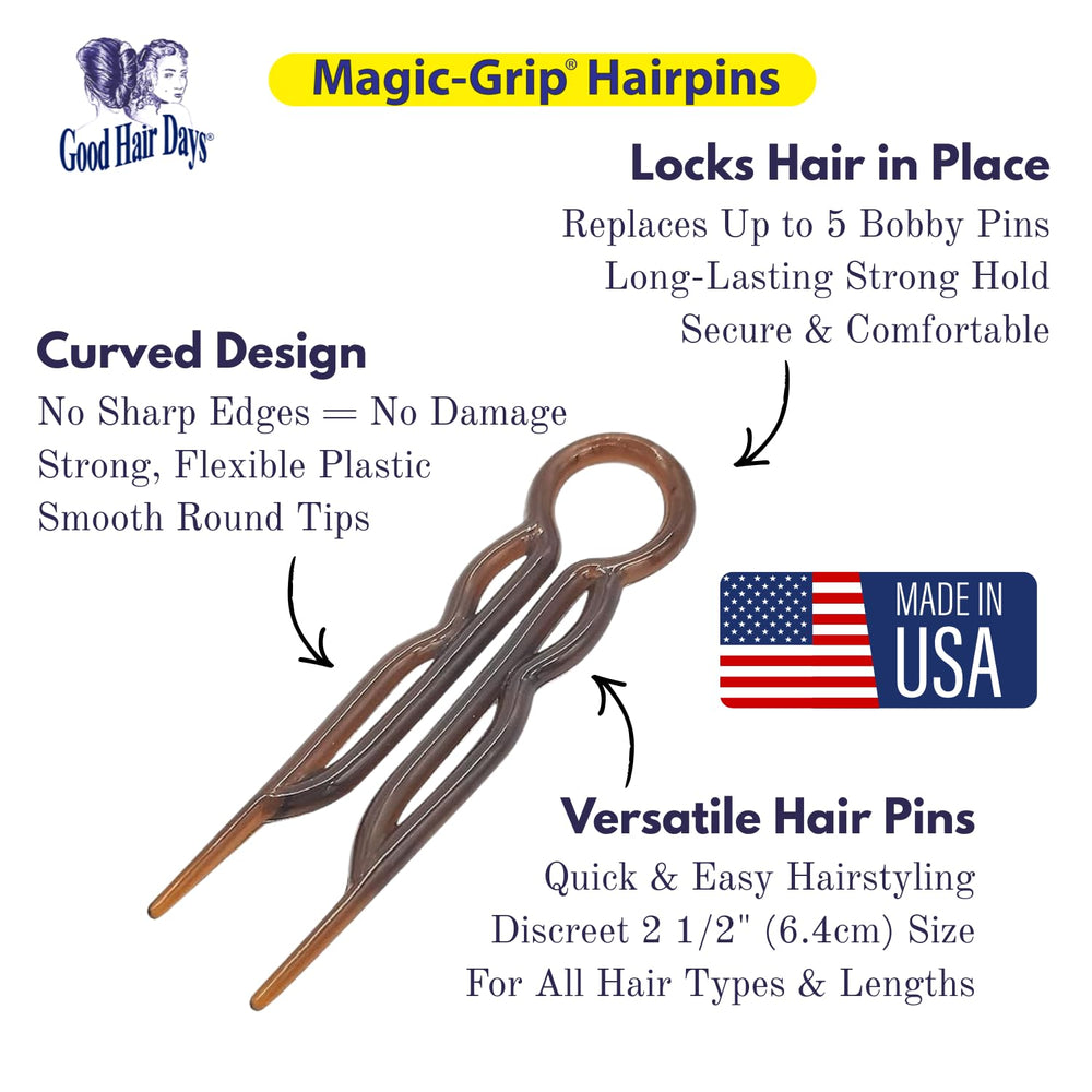 Good Hair Days round-tip pin demonstrates comfortable, snag-free styling.