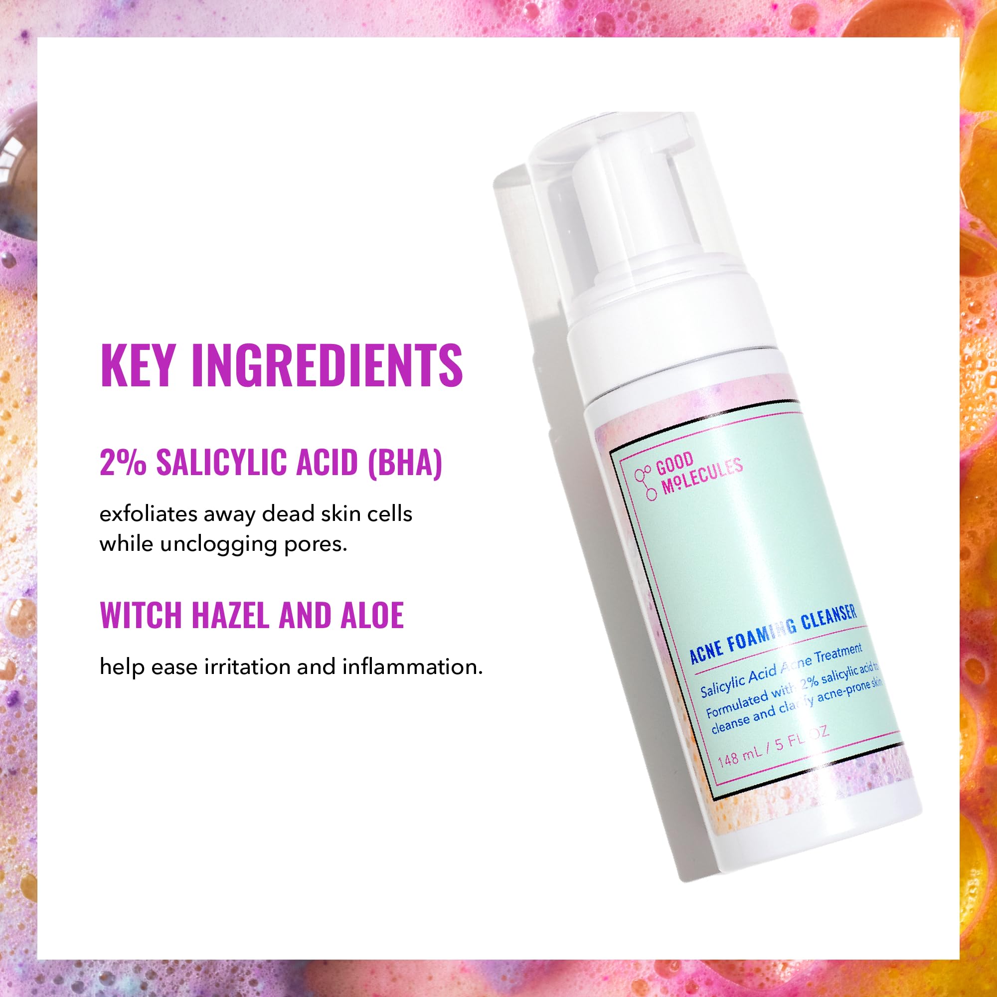 Good Molecules Acne Foaming Cleanser desobstruye poros con ácido salicílico