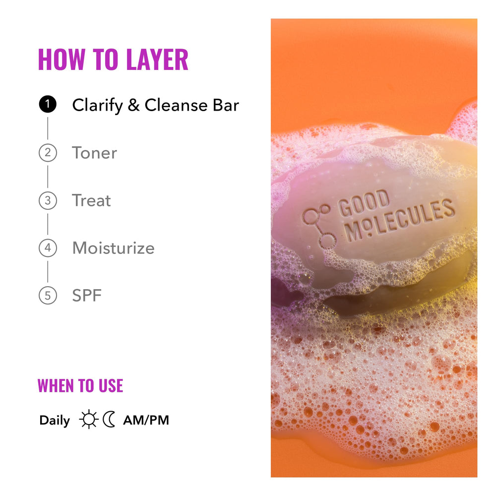 Good Molecules Clarify Bar ingredients kaolin clay and salicylic acid in focus