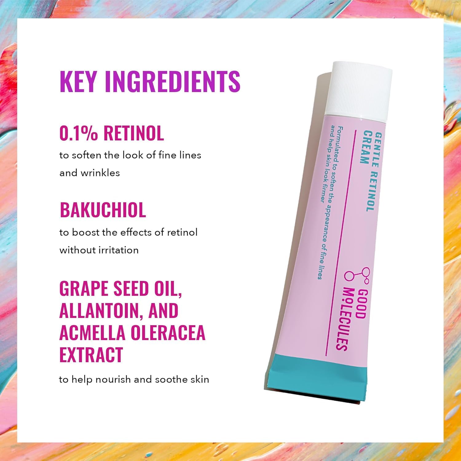 Good Molecules crema retinol suave, aplicación nocturna: ayuda a reducir señales del envejecimiento.