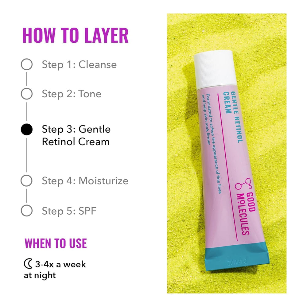 Good Molecules crema retinol suave, ingredientes naturales: cuidado calmante para la piel sensible.