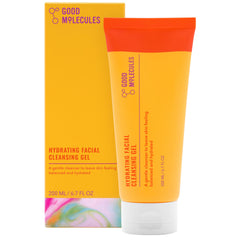 Good Molecules gel limpiador hidratante con agua de rosa, limpieza suave para la piel.