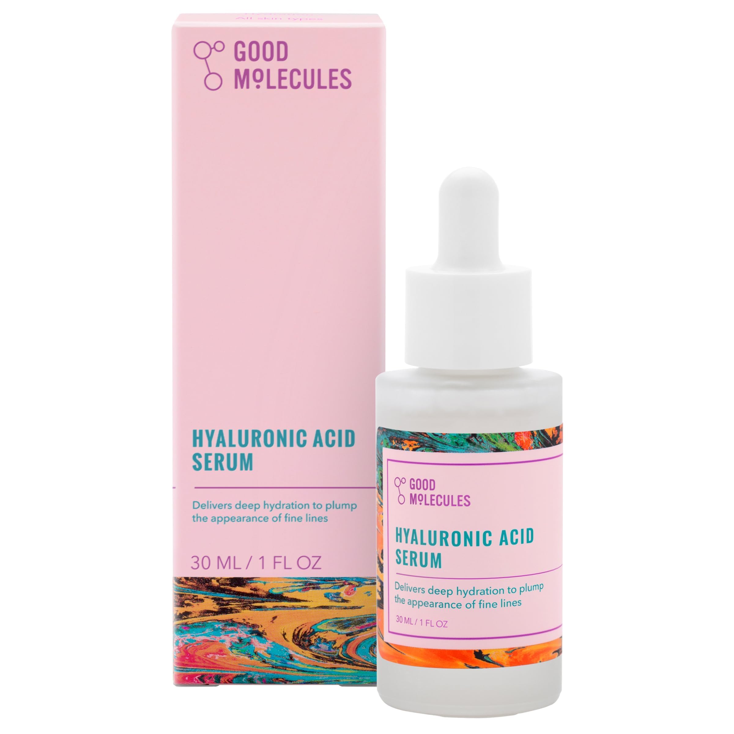 Good Molecules Hyaluronic Acid Serum bottle closeup for deep hydration