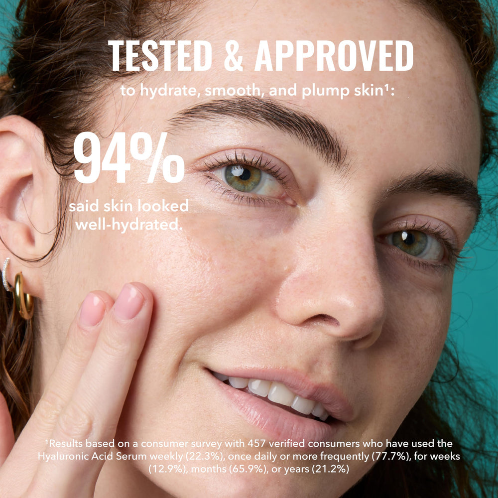Good Molecules Hyaluronic Acid Serum applied to damp skin for better absorption