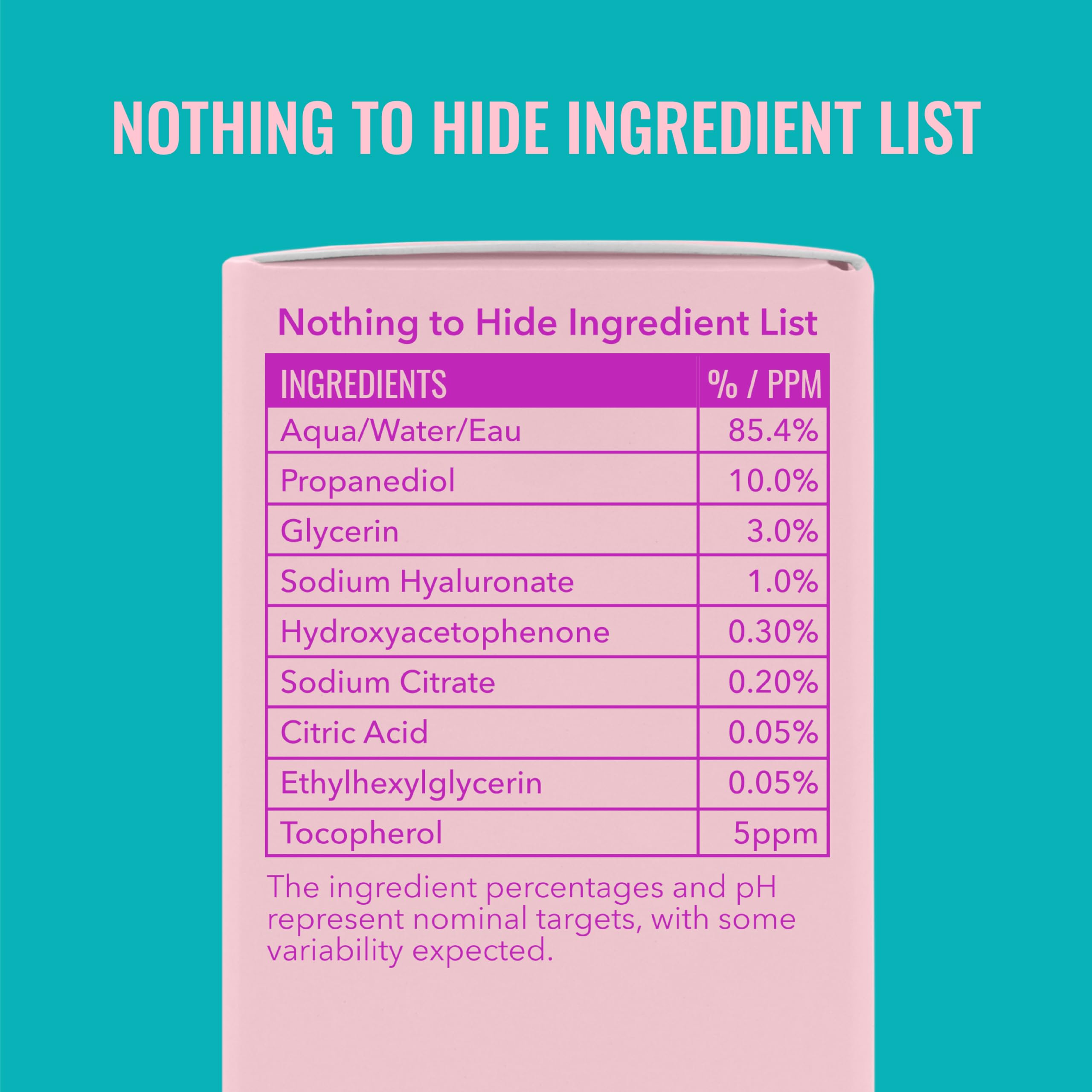 Label detail of Good Molecules Hyaluronic Acid Serum showing vegan and fragrance-free notes