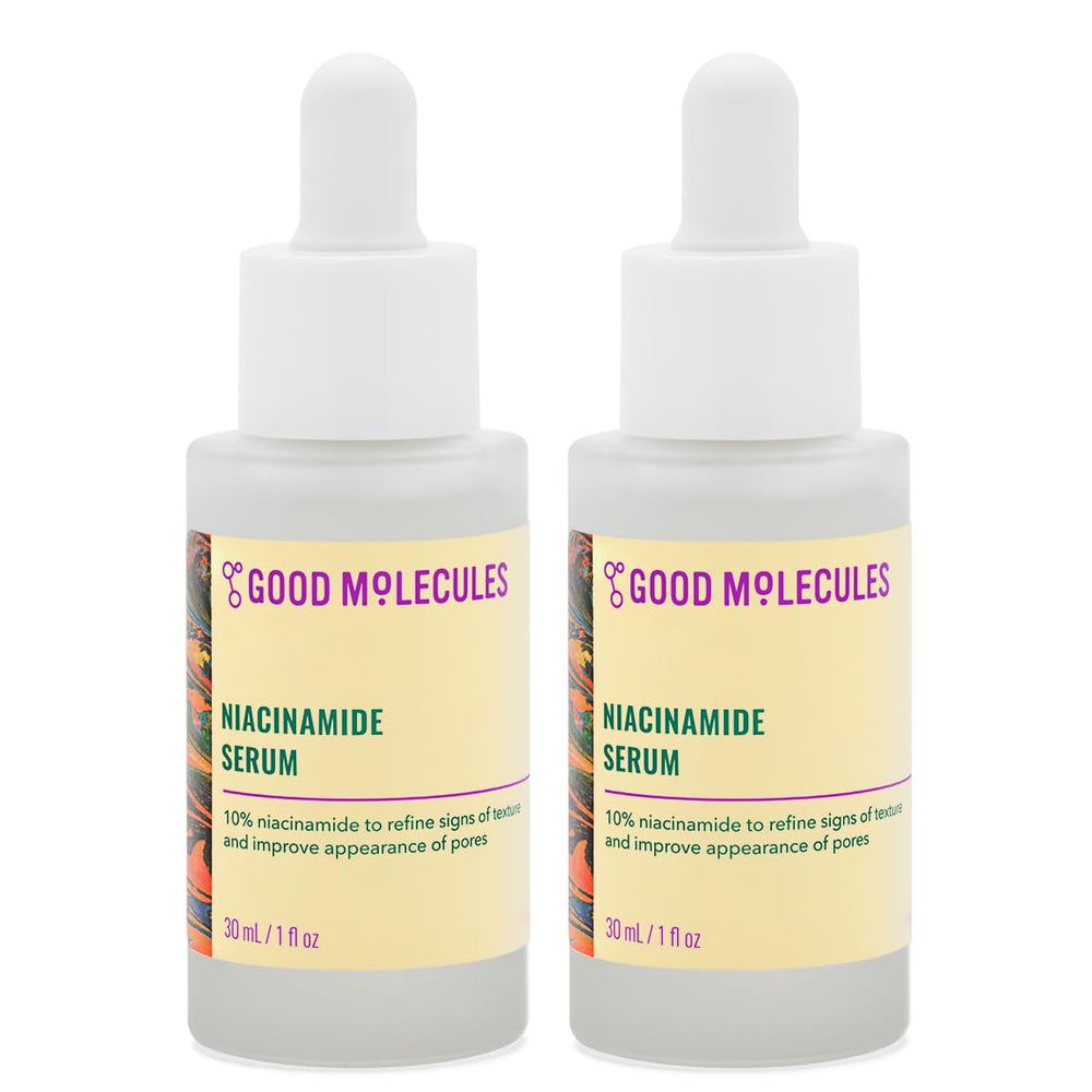 Good Molecules Niacinamide Serum Pack 2, dos botellas de 30 ml, ayuda a refinar poros.