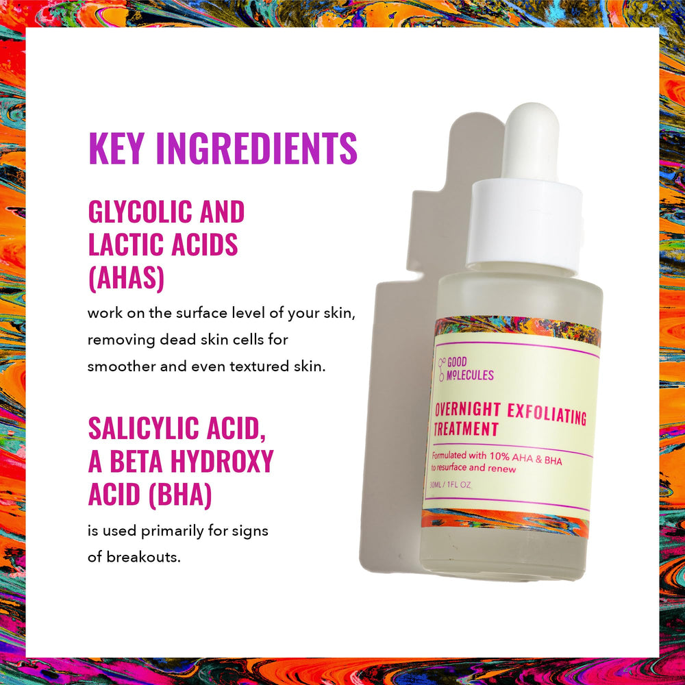 Dropper ready for night routine with Good Molecules Overnight Exfoliating Treatment.