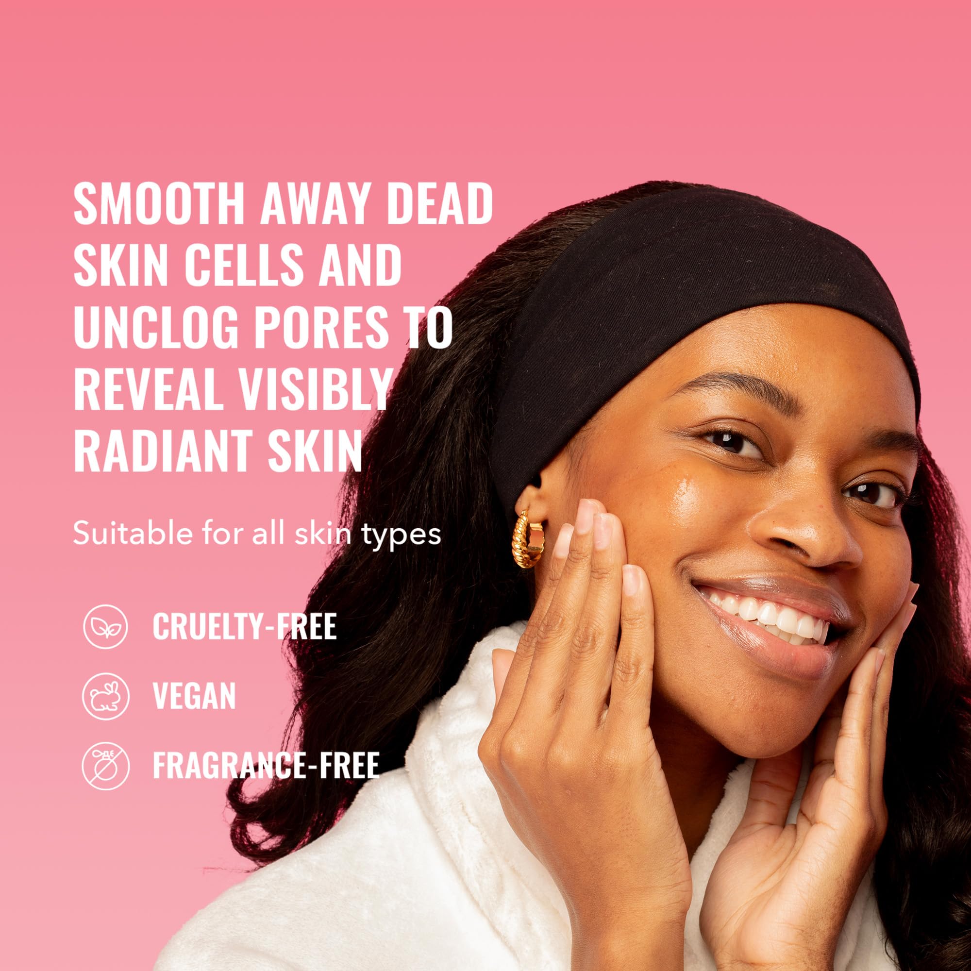 Closeup of Good Molecules label highlighting fragrance-free, vegan formula.