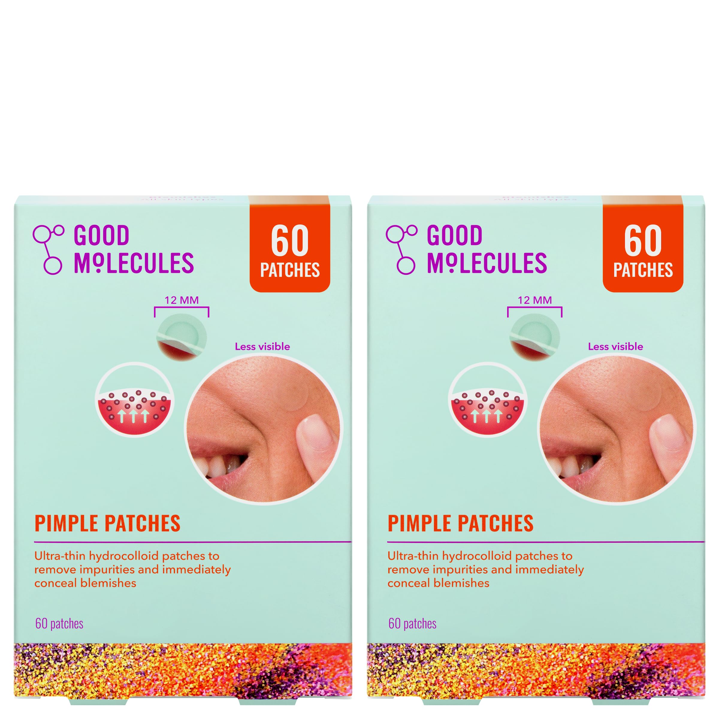 Parches Good Molecules ultrafinos para acné, se adaptan a cualquier tono de piel.