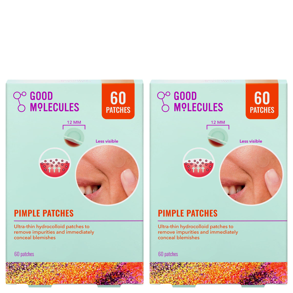 Parches Good Molecules ultrafinos para acné, se adaptan a cualquier tono de piel.