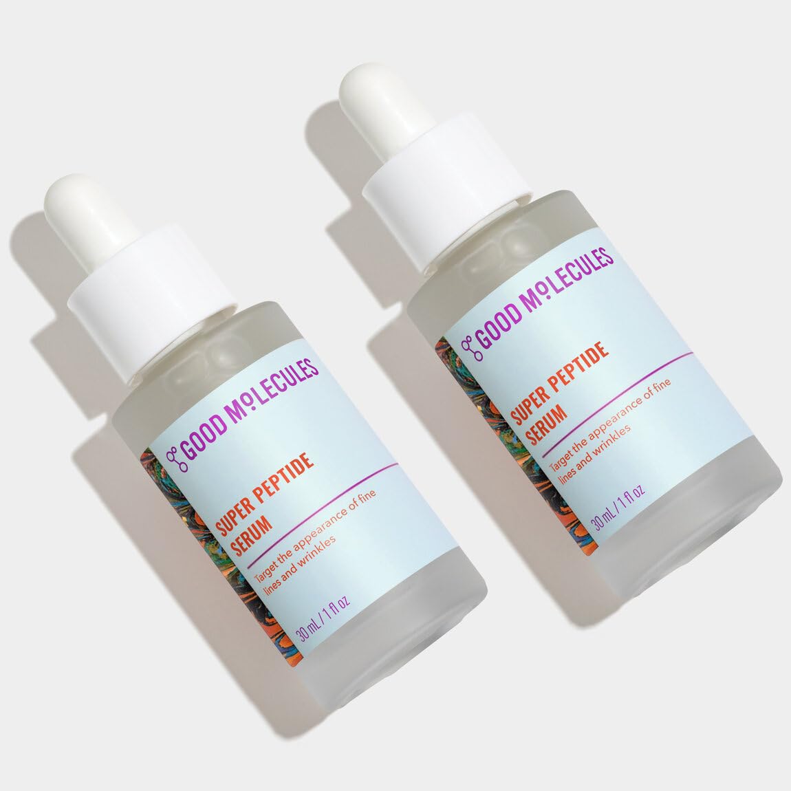 Good Molecules Super Peptide Serum Pack 2 bottle closeup for hydration benefits.