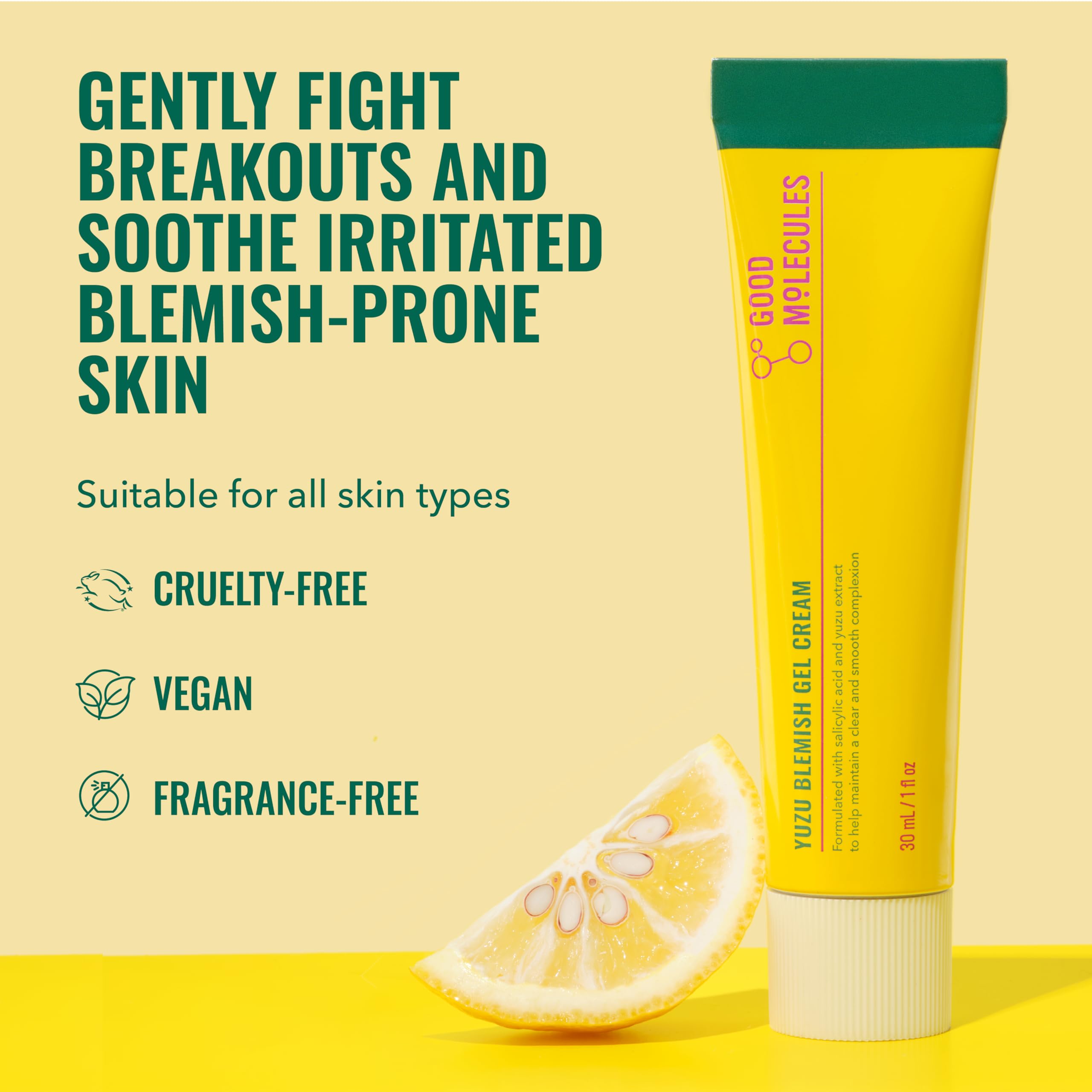 Textura gel suave de Good Molecules Yuzu Blemish Gel Cream se absorbe rápido