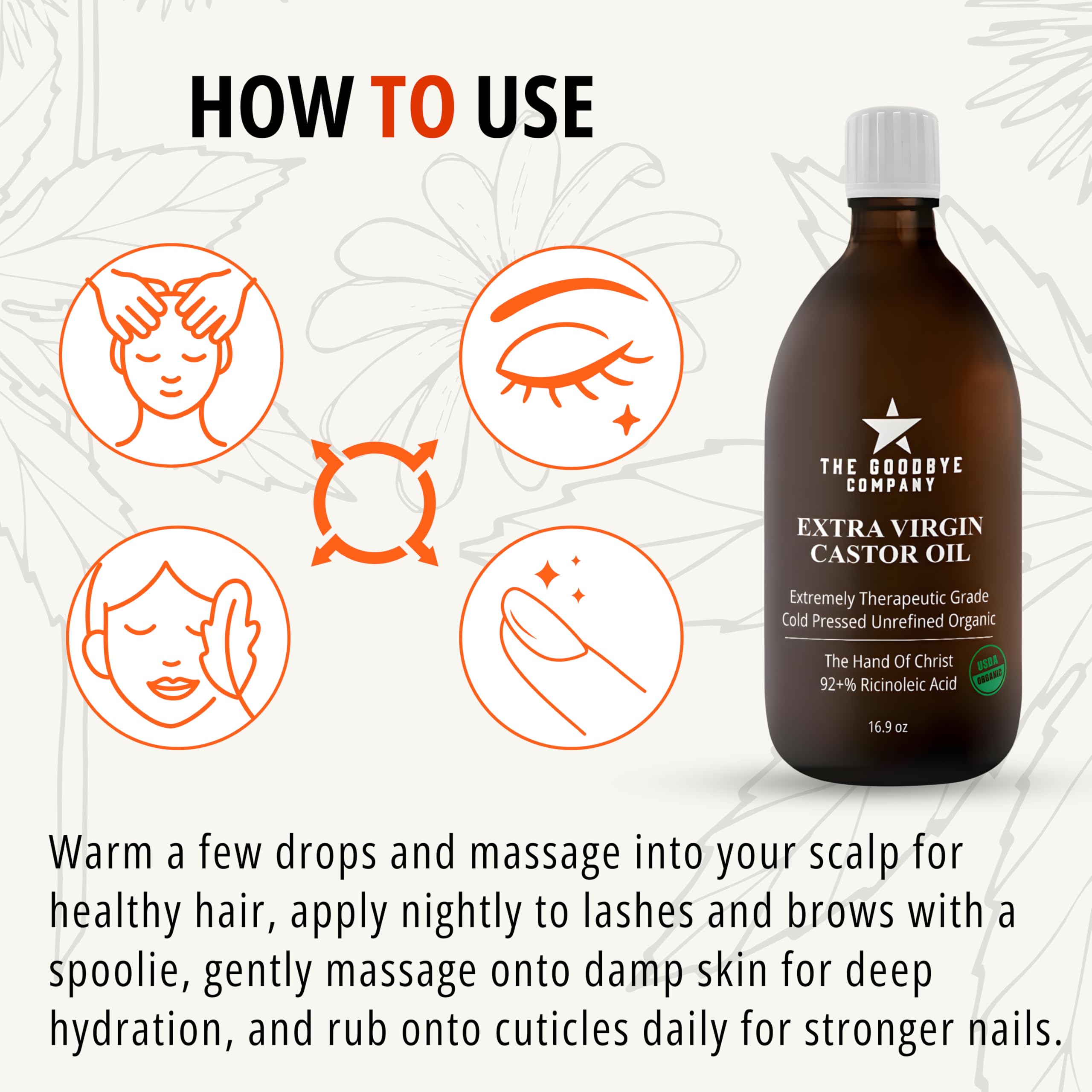 Goodbye castor oil hair care application for shine.