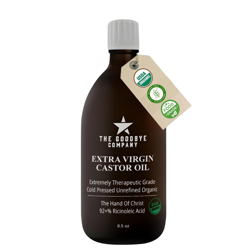 The Goodbye Company aceite de ricino prensado en frío en botella ámbar para cabello más fuerte