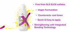 Goodbye Yellow Purple Shampoo bottle pump demonstrates easy application for quick toning