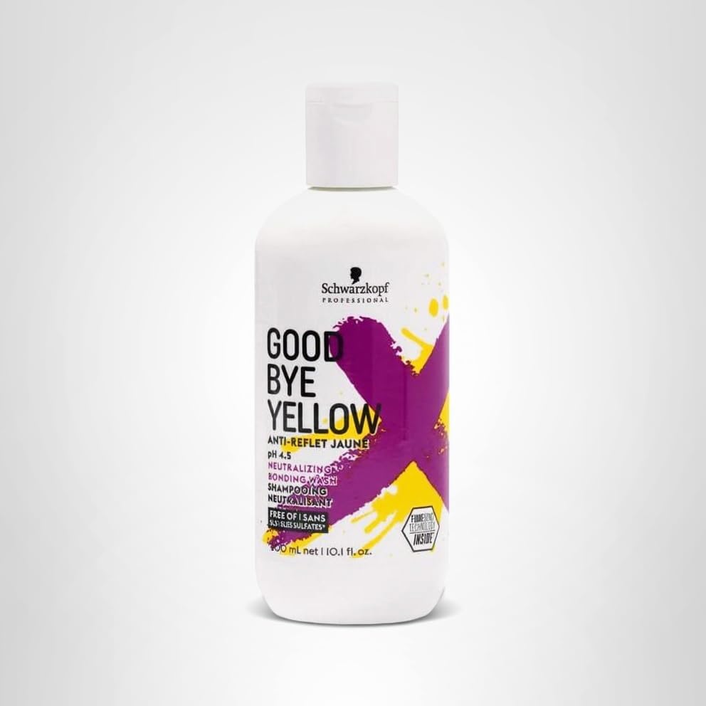 Goodbye Yellow Purple Shampoo flatlay highlighting vegan formula and color-neutralizing benefits