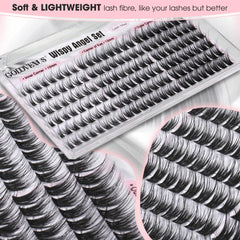 Goddvenus natural finish lash clusters blend with real lashes across 10-12-14mm.