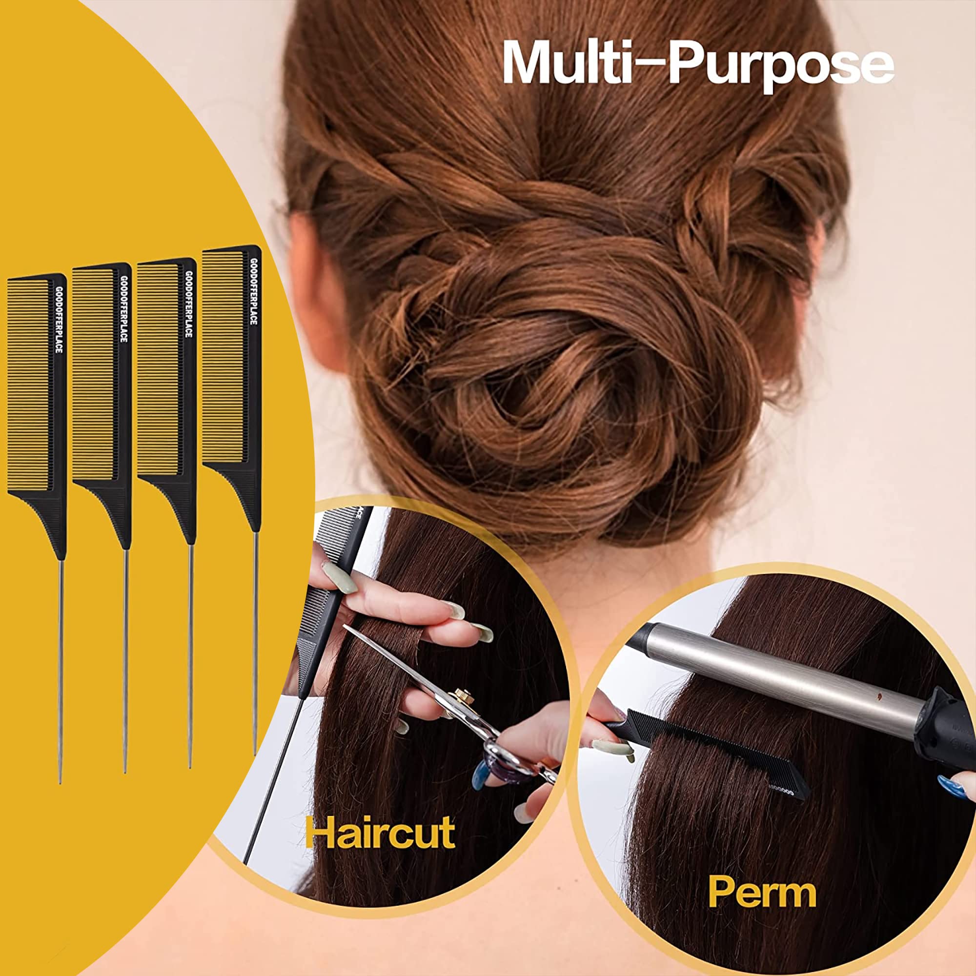 Goodofferplace parting combs for accurate sections during braiding
