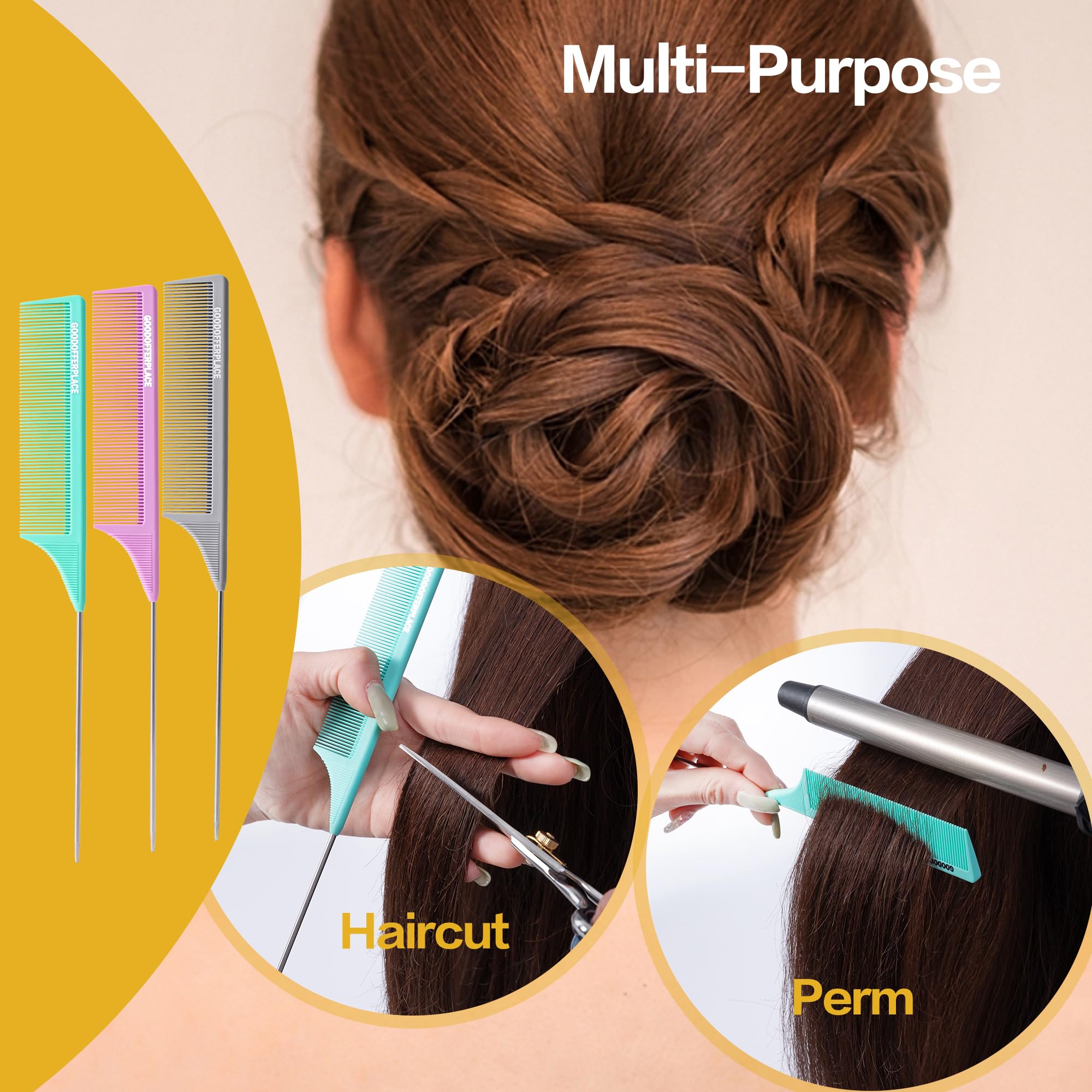 Goodofferplace rat tail comb with fine teeth for safe styling
