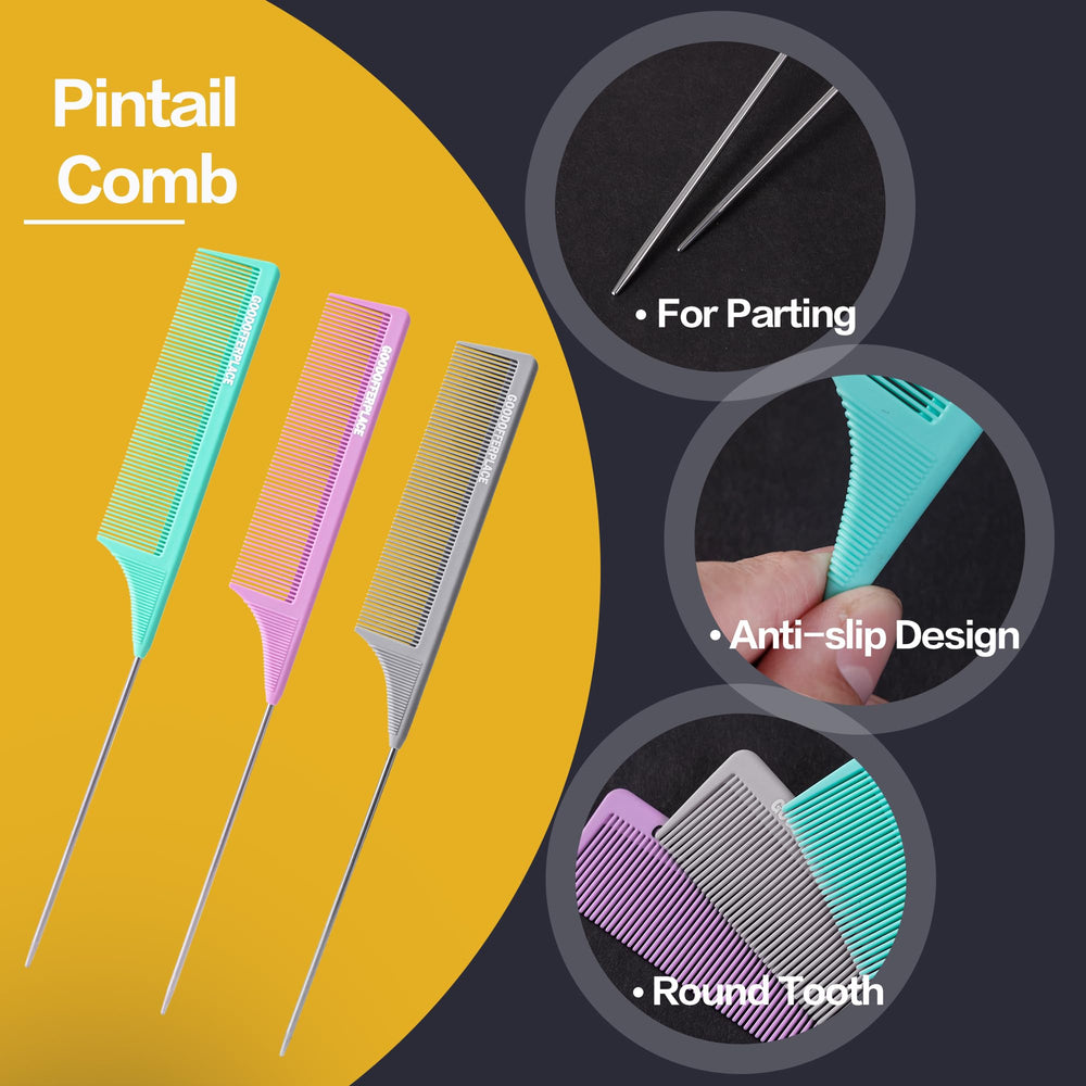 Goodofferplace rat tail comb grey with heat resistance for salon use
