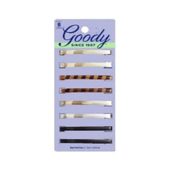 Goody Classics Barrettes 8-count pack, close-up, smooth edges for gentle styling.