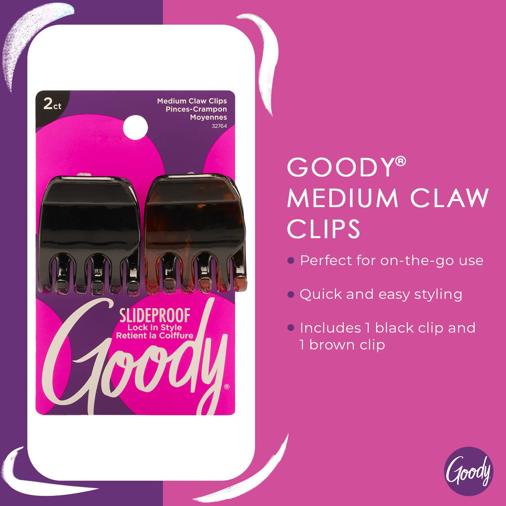 Goody Classics garra media en marrón, agarre seguro para todo tipo de cabello.