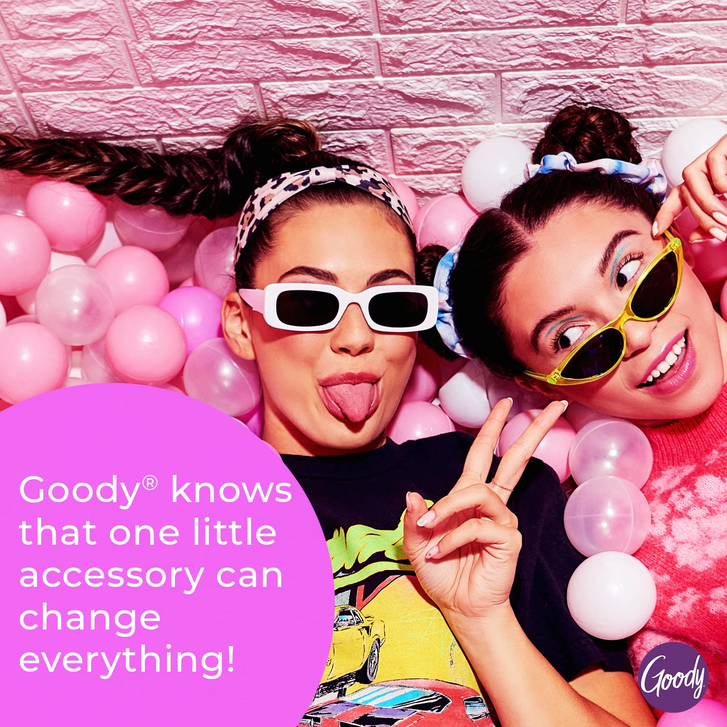 Packaging of Goody Ouchless 10-count hair ties showing travel-friendly packaging.
