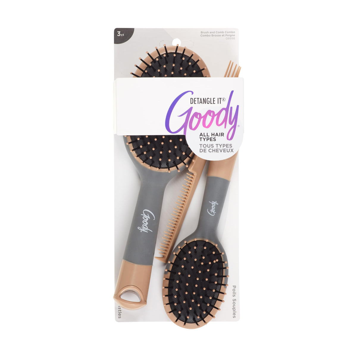 GOODY Detangle It large oval paddle brush gliding through hair for smooth detangling on wet or dry hair