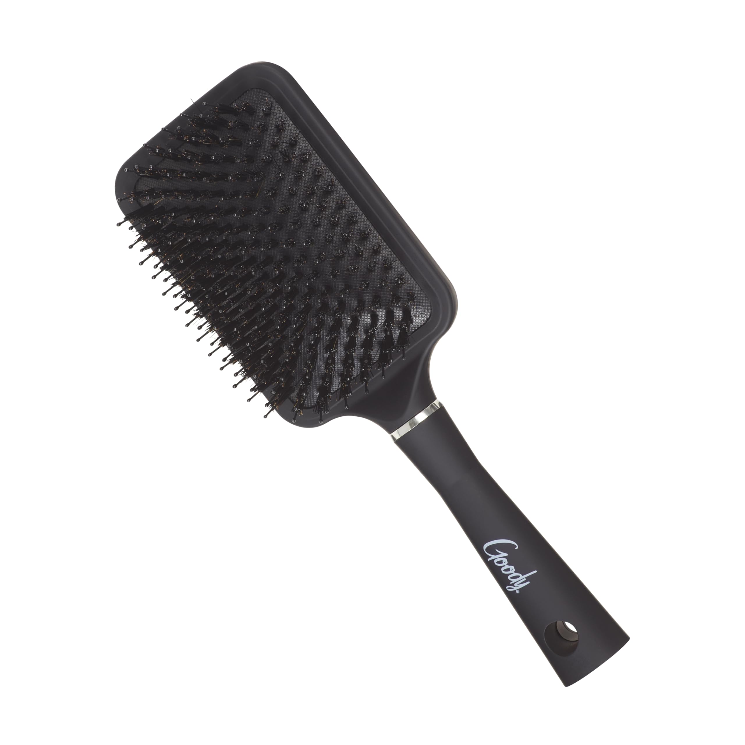 Goody Detangle It paddle brush close-up highlighting the wide flat design for easy detangling.