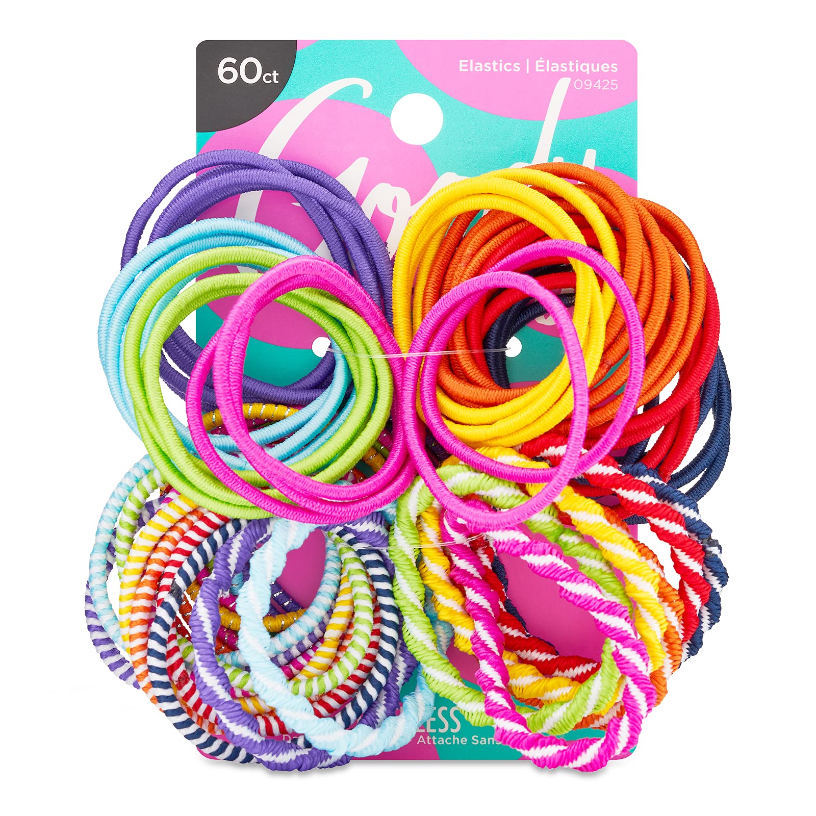 Goody Kids Ouchless Elastic Brights securely holds hair without snagging.