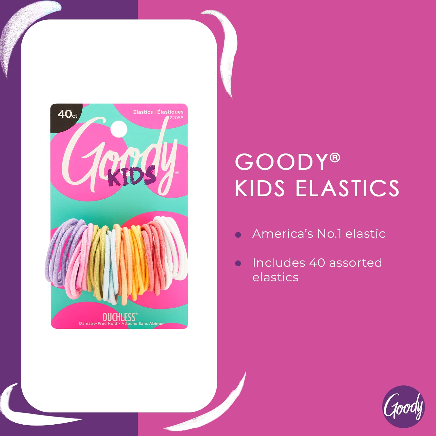 Goody Kids Ouchless elastic hair ties pastels assortment perfect for lightweight daily wear